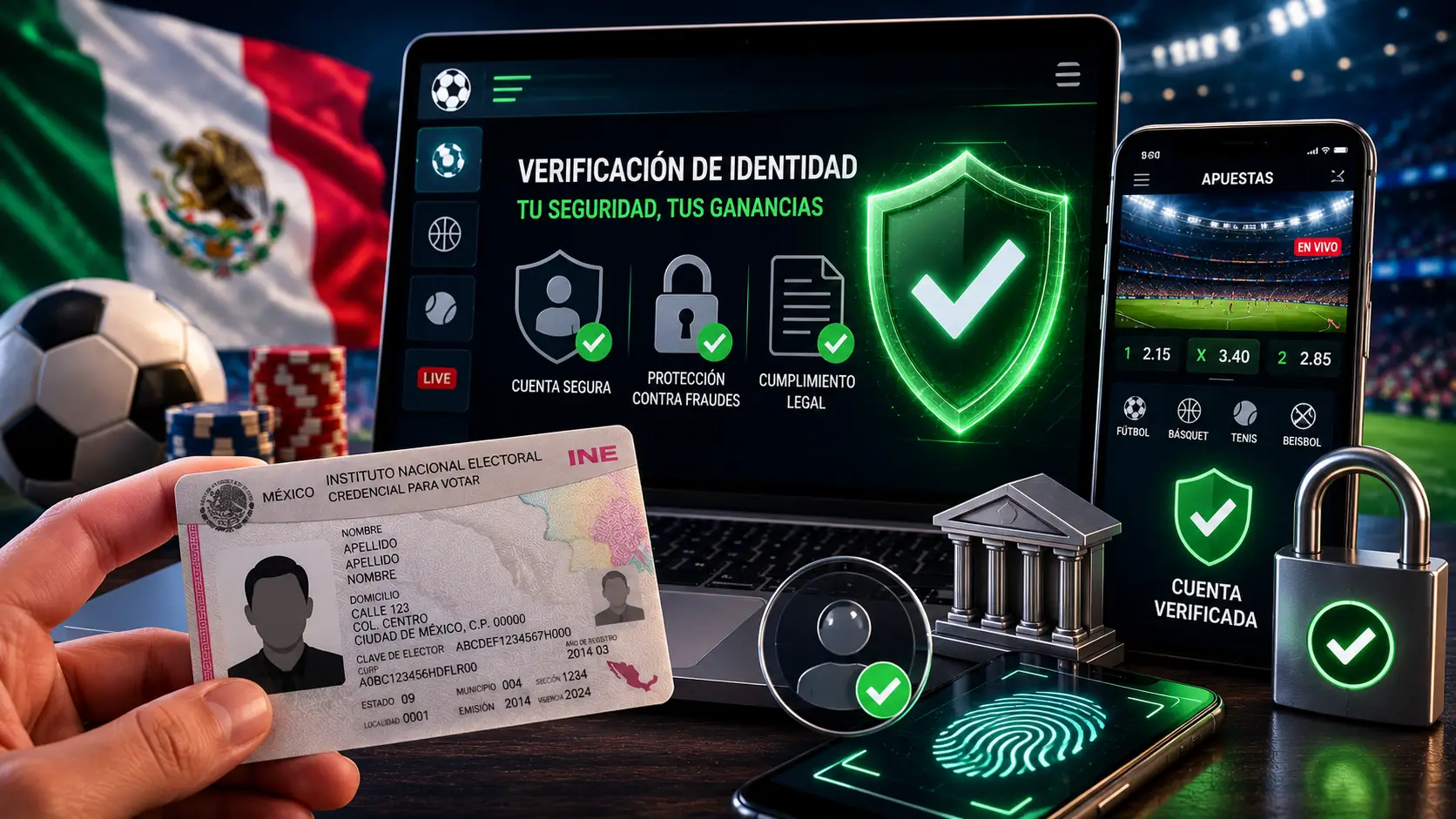 ¿Por Qué las Casas de Apuestas Solicitan tu INE en México? Guía Completa 2026 Porque ganar una apuesta es solo una parte de la historia; proteger tus ganancias también importa. Después de pasar varias semanas probando casas de apuestas disponibles para jugadores mexicanos, tanto en sus aplicaciones móviles como en sus sitios web, hubo algo que noté prácticamente en todos los operadores importantes. Tarde o temprano, te pedirán tu INE. A veces aparece durante el registro. En otras ocasiones, después de realizar tu primer depósito. Y en muchos casos, ni siquiera escucharás sobre la verificación hasta que intentes retirar dinero por primera vez. Es ahí cuando suelen surgir las preguntas: "¿Por qué me piden mi INE ahora?" "Ya deposité dinero. ¿Por qué no pueden procesar mi retiro?" "¿Es normal esto?" La respuesta corta es sí. Tras revisar decenas de procesos de registro y verificación de cuenta, encontré un patrón constante: la mayoría de las casas de apuestas legítimas que operan para jugadores mexicanos exigen verificar la identidad antes de autorizar retiros. No importa si utilizas la aplicación o el sitio web. Eventualmente, la plataforma necesita confirmar que la persona que solicita el dinero es la misma que abrió la cuenta. Al principio puede parecer una molestia innecesaria. Después de todo, nadie abre una cuenta de apuestas porque le entusiasme subir documentos. Lo haces para revisar cuotas, aprovechar promociones de bienvenida, seguir la Liga MX o apostar por tu equipo favorito, no para completar trámites administrativos. Sin embargo, la realidad es que la verificación mediante INE se ha convertido en uno de los requisitos de seguridad y cumplimiento más comunes dentro de la industria de apuestas online en México. Y si alguna vez te has preguntado por qué las casas de apuestas insisten tanto en solicitarla, la respuesta tiene mucho menos que ver con poner obstáculos y mucho más con proteger a los jugadores, prevenir fraudes y cumplir con las regulaciones que rigen el sector. Veamos por qué solicitan la verificación con INE, cuándo suelen pedirla y por qué completar este proceso suele ser la forma más rápida de recibir tus ganancias sin sorpresas. ¿Qué es la Verificación con INE? La credencial del Instituto Nacional Electoral (INE) es una de las formas de identificación más aceptadas en México. Para las casas de apuestas, sirve para confirmar varios aspectos fundamentales: Tu identidad. Tu edad. Tus datos personales. Que la cuenta pertenece a una persona real. Que la información proporcionada durante el registro es correcta. Cuando una plataforma solicita la verificación con INE, normalmente deberás subir una fotografía o escaneo de tu credencial. Dependiendo del operador, también podrían solicitar: Una selfie. Comprobante de domicilio. Estado de cuenta bancario. Verificación del método de pago. Documentación adicional en caso de revisión. Este procedimiento se conoce comúnmente como KYC (Know Your Customer) o "Conoce a tu Cliente". Si alguna vez abriste una cuenta bancaria, utilizaste un servicio financiero o te registraste en un exchange de criptomonedas, probablemente ya hayas pasado por algo similar. La diferencia es que muchos apostadores se encuentran con este proceso por primera vez al abrir una cuenta en una casa de apuestas. ¿Por Qué las Casas de Apuestas No Pueden Confiar Solamente en los Datos del Registro? Imagina una plataforma que aceptara cualquier registro sin realizar verificaciones. Cualquiera podría crear una cuenta utilizando: Un nombre falso. Una fecha de nacimiento incorrecta. La identidad de otra persona. Varias cuentas duplicadas. El operador no tendría ninguna forma confiable de saber si la información proporcionada es verdadera. Esto genera riesgos importantes. Las casas de apuestas procesan depósitos, retiros, promociones y transacciones financieras todos los días. Si simplemente aceptaran todo lo que los usuarios escriben en un formulario de registro, el fraude sería mucho más sencillo. La verificación crea responsabilidad. Conecta una cuenta digital con una persona real y ayuda a garantizar que la actividad de apuestas ocurra dentro de un entorno seguro. Para los operadores, esto no es opcional. Es esencial. Prevención del Juego de Menores de Edad Uno de los motivos más evidentes detrás de la verificación es confirmar la edad del usuario. Las casas de apuestas que operan para jugadores mexicanos deben restringir el acceso a personas menores de edad. Sin mecanismos de verificación, cualquier menor podría ingresar una fecha de nacimiento falsa y acceder a productos de apuestas. Por eso las plataformas utilizan el INE para confirmar que los usuarios cumplen con la edad mínima requerida. Esto protege: Al operador. La integridad de la plataforma. A los jóvenes que no deberían tener acceso al juego. Es una de las responsabilidades más importantes que tienen las casas de apuestas. Combatir el Fraude y el Robo de Identidad Las apuestas online reciben más intentos de fraude de los que muchos jugadores imaginan. Las plataformas suelen enfrentarse a situaciones como: Métodos de pago robados. Robo de identidad. Cuentas falsas. Accesos no autorizados. Solicitudes fraudulentas de retiro. Imagina descubrir que alguien utilizó tus datos para crear una cuenta de apuestas. O peor aún, que alguien accedió a tu cuenta e intentó retirar tus fondos. Los sistemas de verificación hacen que este tipo de situaciones sean mucho más difíciles. Aunque ningún sistema es perfecto, exigir comprobaciones de identidad añade una capa extra de protección para los usuarios legítimos. En muchos casos, el mismo proceso que parece incómodo al principio es el que terminará protegiendo tu cuenta más adelante. Cómo la Verificación Protege Tus Retiros Muchos usuarios no piensan en la verificación hasta que llega el momento de retirar dinero. Y durante nuestras pruebas de aplicaciones y sitios de apuestas disponibles para jugadores mexicanos, fue precisamente ahí donde observamos con mayor frecuencia las comprobaciones de identidad. Algunos operadores permitían registrarse y explorar la plataforma con muy pocas restricciones. Otros solicitaban documentación casi de inmediato. Sin embargo, había algo que se repetía constantemente: Antes de aprobar un retiro, la mayoría de las casas de apuestas exigían verificar la identidad del titular de la cuenta. La razón es simple. Las plataformas necesitan saber exactamente a quién están enviando el dinero. La verificación ayuda a garantizar que: Los fondos lleguen al titular legítimo. Los datos bancarios coincidan con la cuenta registrada. Se bloquean intentos de retiro fraudulentos. Se investiguen actividades sospechosas. La mayoría de los jugadores prefieren dedicar unos minutos a completar una verificación que descubre que alguien más logró retirar sus ganancias. La Relación Entre el INE y los Bonos de Bienvenida Los bonos de bienvenida son una de las principales herramientas de captación de nuevos usuarios. Ya sea mediante apuestas gratis, bonos por depósito o giros gratuitos en la sección de casino, las promociones están diseñadas para recompensar a nuevos clientes. Desafortunadamente, también son un objetivo frecuente de abuso. Sin verificación de identidad, una persona podría: Crear múltiples cuentas. Reclamar varias veces la misma promoción. Utilizar distintos correos electrónicos. Obtener ventajas injustas frente a otros jugadores. Los procedimientos KYC ayudan a detectar cuentas duplicadas y actividades sospechosas. Gracias a ello, las casas de apuestas pueden seguir ofreciendo promociones mientras protegen la integridad de sus sistemas de bonos. La Verificación También Forma Parte de las Medidas Contra el Lavado de Dinero Cuando las personas escuchan el término "lavado de dinero", normalmente piensan en bancos. Sin embargo, los operadores de apuestas también deben implementar controles destinados a prevenir delitos financieros. Las casas de apuestas mueven grandes cantidades de dinero todos los días. Como los fondos se depositan, apuestan y retiran a través de cuentas de usuario, los operadores deben conocer quiénes son sus clientes. La verificación de identidad les permite: Confirmar identidades. Detectar actividades sospechosas. Supervisar patrones de transacciones inusuales. Cumplir con regulaciones financieras. Muchos jugadores nunca perciben estos controles porque funcionan en segundo plano. Pero representan una de las razones más importantes por las que existe la verificación. ¿Por Qué Algunas Casas de Apuestas Solicitan la Verificación Inmediatamente? No todas las plataformas gestionan la verificación de la misma forma. Algunas solicitan documentos durante el registro. Otras permiten que los usuarios: Creen una cuenta. Exploren mercados. Realicen apuestas. Depositen dinero. Y solo después solicitan documentación. Durante nuestras pruebas encontramos ambos enfoques. Algunas plataformas pedían la verificación prácticamente desde el primer momento. Otras la posponían hasta que ciertas acciones activaban revisiones adicionales. La diferencia está en el momento, no en la necesidad de verificar. ¿Por Qué Algunas Solicitudes de Verificación Llegan Semanas Después? Uno de los errores más comunes es pensar que la verificación solo aplica a cuentas nuevas. En realidad, una casa de apuestas puede solicitar documentación semanas o incluso meses después del registro. Algunos desencadenantes habituales son: Solicitudes de retiro elevadas. Cambios en los datos de la cuenta. Nuevos métodos de pago. Revisión de seguridad. Auditorías de cumplimiento. Actividad inusual. Esto puede sorprender a jugadores que han utilizado la plataforma durante mucho tiempo sin problemas. Pero normalmente no significa que exista un inconveniente. Simplemente indica que la cuenta alcanzó un punto donde se requiere una comprobación adicional. ¿Qué Ocurre Si Rechazas la Verificación? Técnicamente, puedes decidir no enviar tus documentos. Sin embargo, la mayoría de las casas de apuestas reguladas impondrán restricciones. Dependiendo del operador, esto puede incluir: Bloqueo de retiros. Límites de depósito. Suspensión de la cuenta. Congelación temporal. Cierre definitivo de la cuenta. En términos prácticos, negarse a completar la verificación suele limitar significativamente la experiencia de uso de la plataforma. ¿Es Seguro Subir Tu INE? Probablemente sea la pregunta más importante para muchos apostadores mexicanos. La respuesta depende principalmente de la plataforma que estés utilizando. Los operadores establecidos suelen invertir fuertemente en: Protección de datos. Tecnologías de cifrado. Sistemas seguros de almacenamiento. Medidas de seguridad para cuentas. Eso no significa que todas las plataformas merezcan confianza automática. Antes de subir documentos, conviene comprobar si el operador: Tiene buena reputación. Explica claramente su proceso de verificación. Publica políticas de privacidad. Utiliza conexiones seguras. Opera de manera transparente. Si una plataforma parece poco confiable o carece de transparencia, es razonable actuar con cautela. Errores Comunes que Retrasan la Verificación Muchas demoras ocurren por errores simples. Los más frecuentes son: Fotografías Borrosas Si los datos no pueden leerse claramente, el documento puede ser rechazado. INE Vencida Una credencial expirada podría no cumplir los requisitos de verificación. Información Inconsistente Nombres, fechas de nacimiento o direcciones que no coinciden generan retrasos. Documentos Recortados Las imágenes incompletas suelen requerir una nueva carga. Fotografías Editadas Incluso modificaciones menores pueden activar alertas de cumplimiento. La mejor estrategia suele ser la más sencilla: subir fotografías claras, completas y sin editar, asegurándote de que toda la información de tu cuenta coincida exactamente con la documentación presentada. La Verificación se Está Convirtiendo en el Estándar en México Hace algunos años, los requisitos de verificación variaban enormemente entre operadores. Hoy la situación es muy diferente. Después de semanas probando plataformas de apuestas dirigidas a jugadores mexicanos, hubo una tendencia imposible de ignorar: La verificación de identidad se está convirtiendo rápidamente en una práctica estándar dentro de la industria. Algunos operadores solicitan documentos durante el registro. Otros esperan hasta el primer retiro. Pero tanto en aplicaciones móviles como en sitios web, los requisitos de verificación aparecen cada vez con más frecuencia. Conclusión: La Verificación con INE Parece Molesta Hasta Que la Necesitas Nadie abre una cuenta de apuestas porque le emocione subir documentos de identificación. Las personas llegan por las cuotas, las promociones, las apuestas en vivo y la posibilidad de hacer más emocionantes los partidos. Sin embargo, tras probar durante semanas casas de apuestas que operan para jugadores mexicanos, una realidad se volvió evidente: La verificación con INE ya no es la excepción; es la norma. Algunos operadores la solicitan inmediatamente. Otros esperan hasta el primer retiro. Pero prácticamente todos quieren saber quién está detrás de una cuenta antes de liberar dinero. Y cuando observamos el panorama completo, los motivos son razonables. La verificación ayuda a: Evitar el juego de menores de edad. Reducir el fraude. Proteger los retiros. Prevenir abusos de promociones. Cumplir con requisitos regulatorios y financieros. Y, sobre todo, garantiza que la persona que utiliza la cuenta sea realmente su propietario. La próxima vez que una casa de apuestas te solicite tu INE, puede parecer un obstáculo entre tú y tu próximo retiro. En realidad, suele ser una de las señales más claras de que el operador toma en serio la seguridad, el cumplimiento normativo y la protección del jugador. Y si hay una lección que aprendimos tras probar casas de apuestas en México, es esta: completar la verificación cuanto antes suele ser mucho menos frustrante que descubrir que la necesitas justo cuando estás listo para cobrar tus ganancias. Si aún estás decidiendo qué casa de apuestas es la mejor para ti, consulta nuestro análisis completo de las mejores opciones disponibles: visita Mejores Casas de Apuestas en México 2026. ⚠️ Juego Responsable Este contenido está dirigido exclusivamente a mayores de 18 años. Las apuestas deportivas y los juegos de casino implican riesgo económico. Juega solo por entretenimiento y dentro de tus posibilidades. Si tú o alguien que conoces tiene problemas con el juego, puedes buscar ayuda en CONASAMA (Comisión Nacional de Salud Mental y Adicciones): https://www.gob.mx/conasama Más información: tribunacentral.com/juego-responsable/