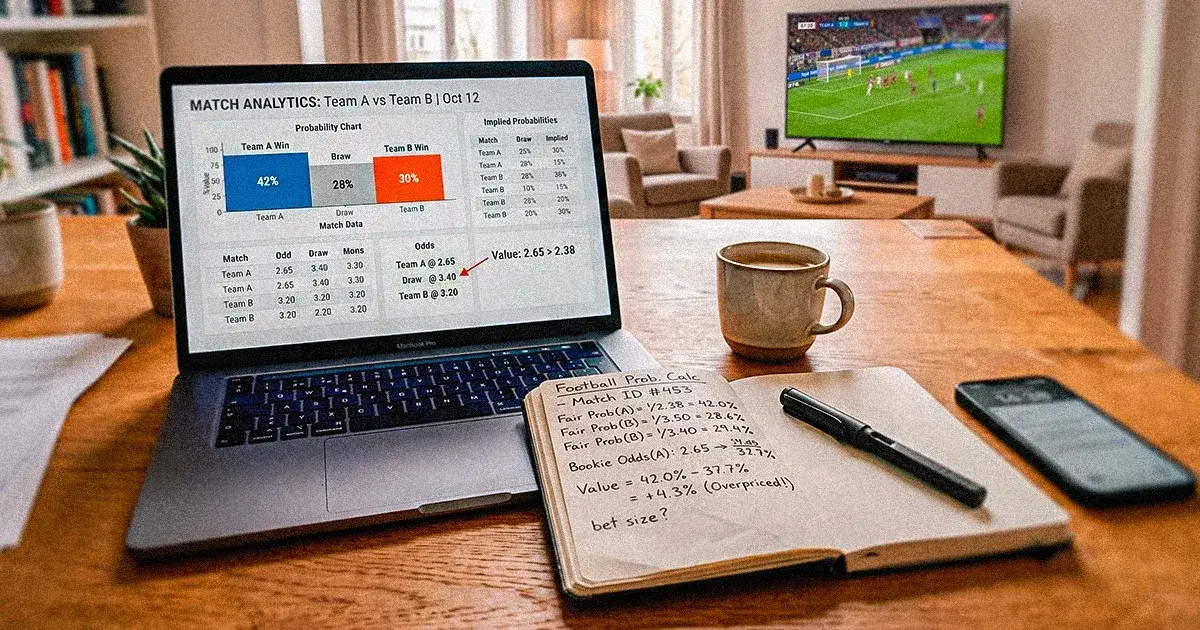Laptop con tabla de datos junto a una libreta con apuntes y café