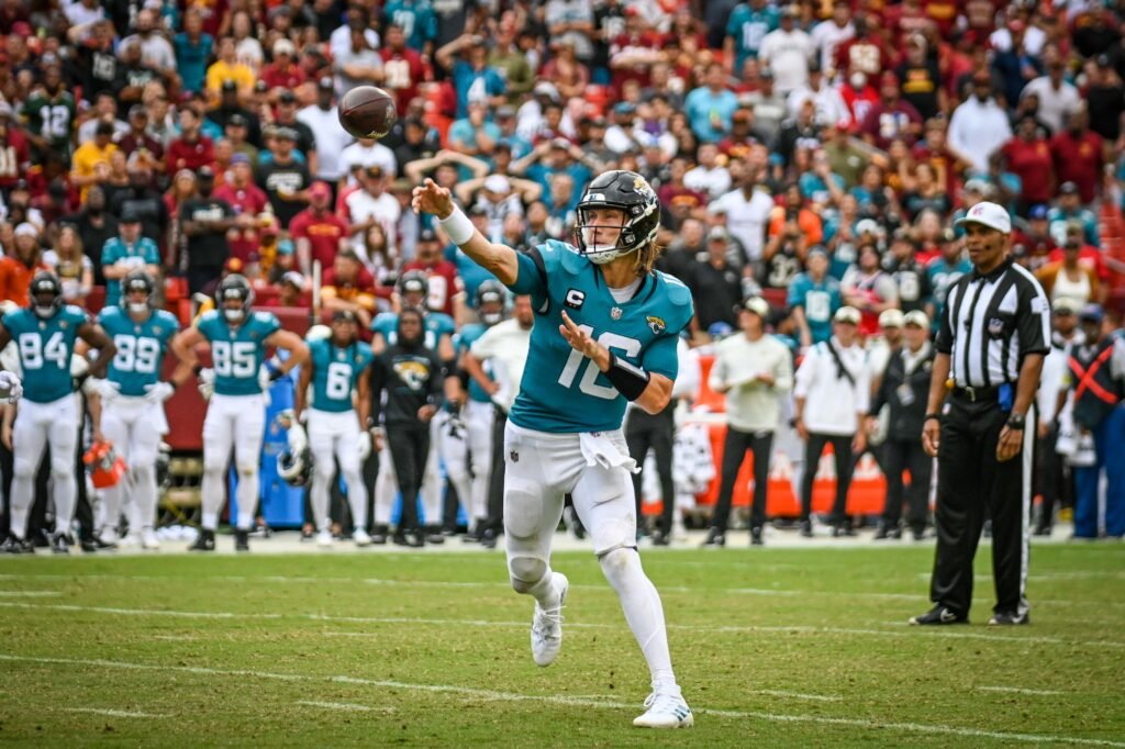 Quarterback de los Jacksonville Jaguars celebrando una anotación