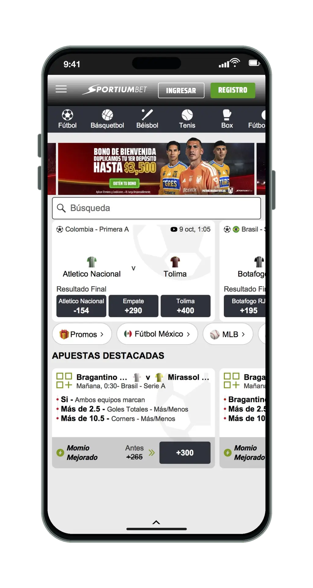 SportiumBet en el móvil: inicio de deportes, parte 1 de 5