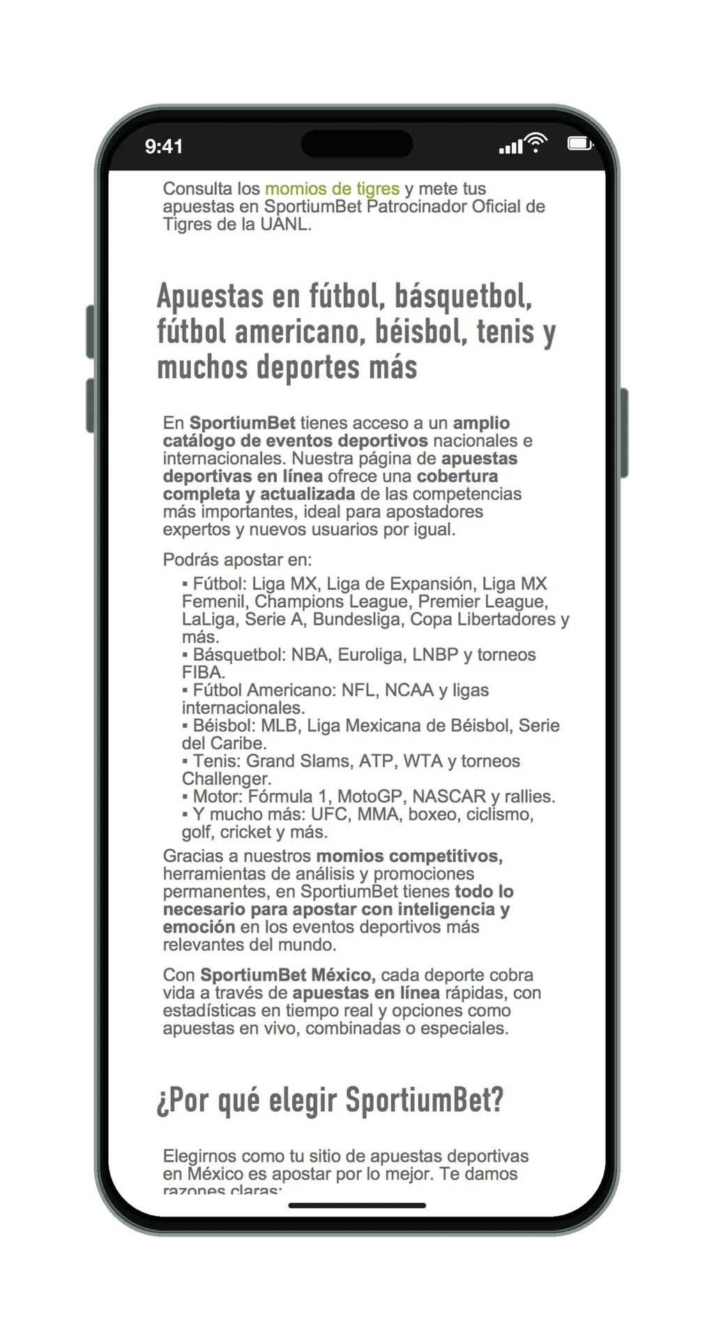 SportiumBet en el móvil: inicio de deportes, parte 3 de 5