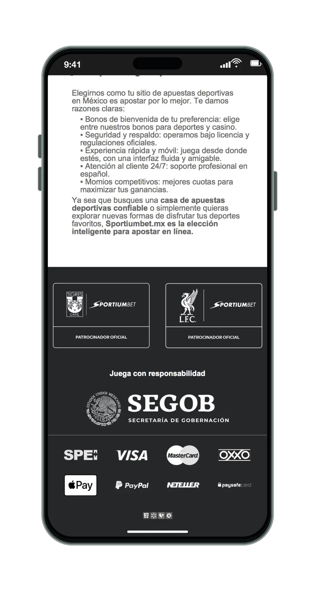 SportiumBet en el móvil: inicio de deportes, parte 4 de 5