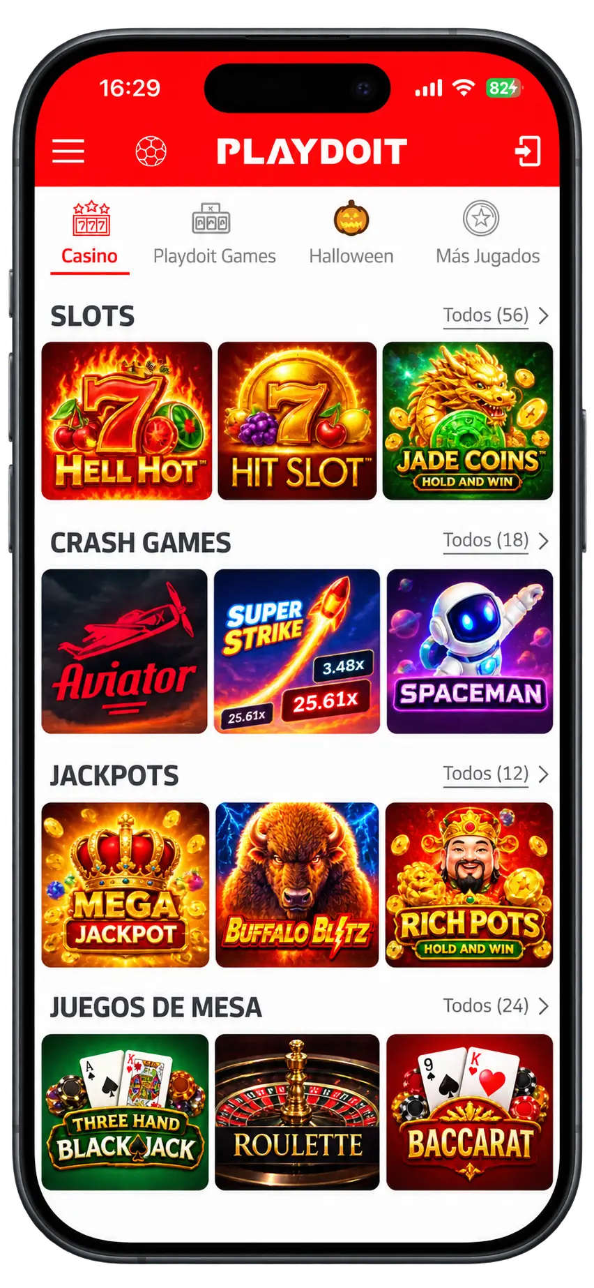 Playdoit Casino en el móvil: slots, crash games, jackpots y juegos de mesa