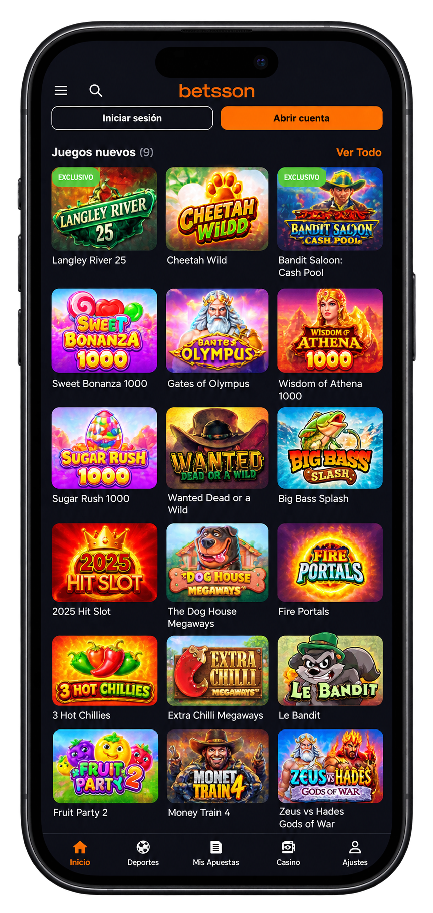 Betsson Casino en el móvil: catálogo de tragamonedas