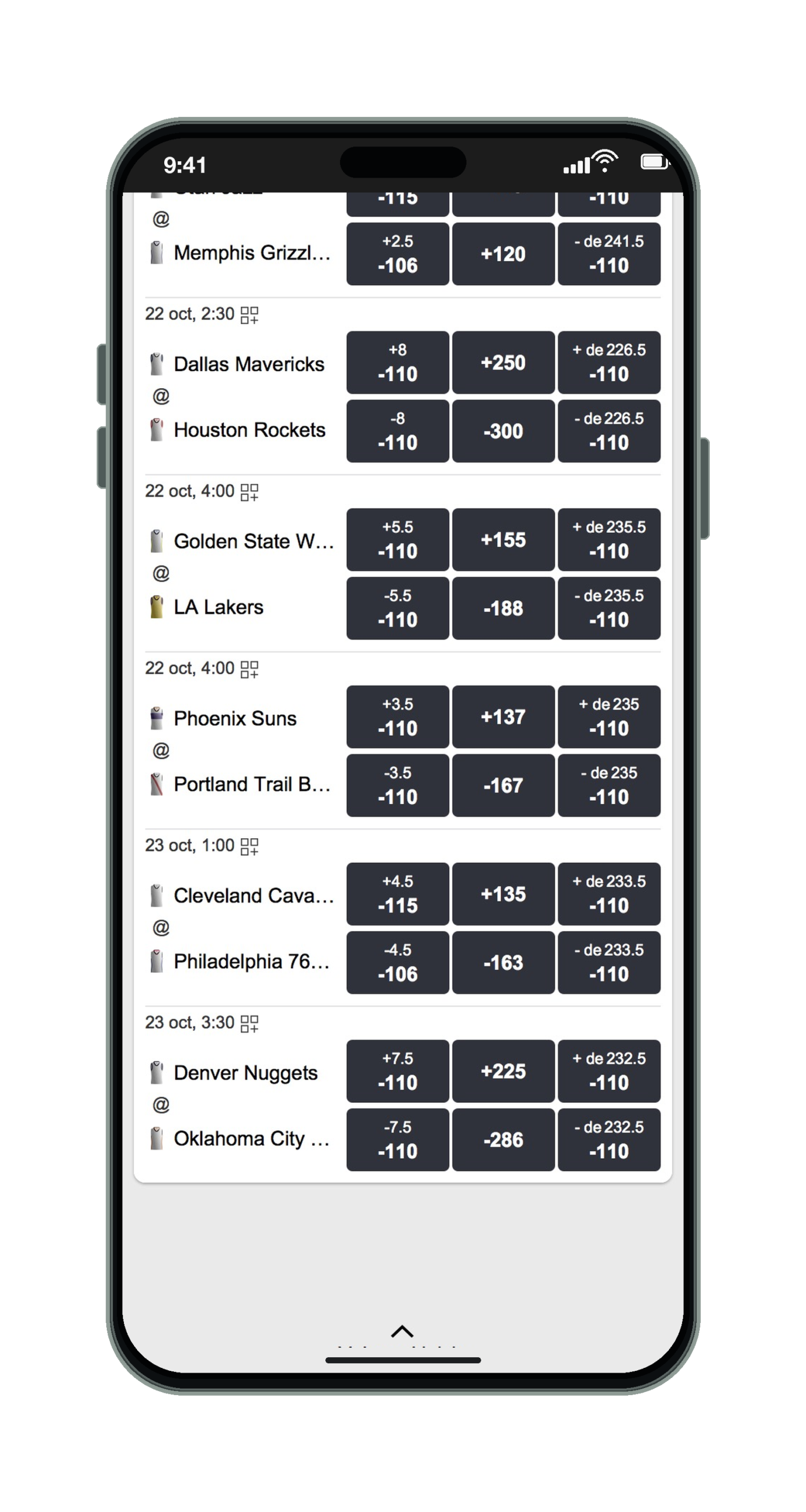 SportiumBet en el móvil: NBA con hándicap, ganador y totales, parte 3 de 5