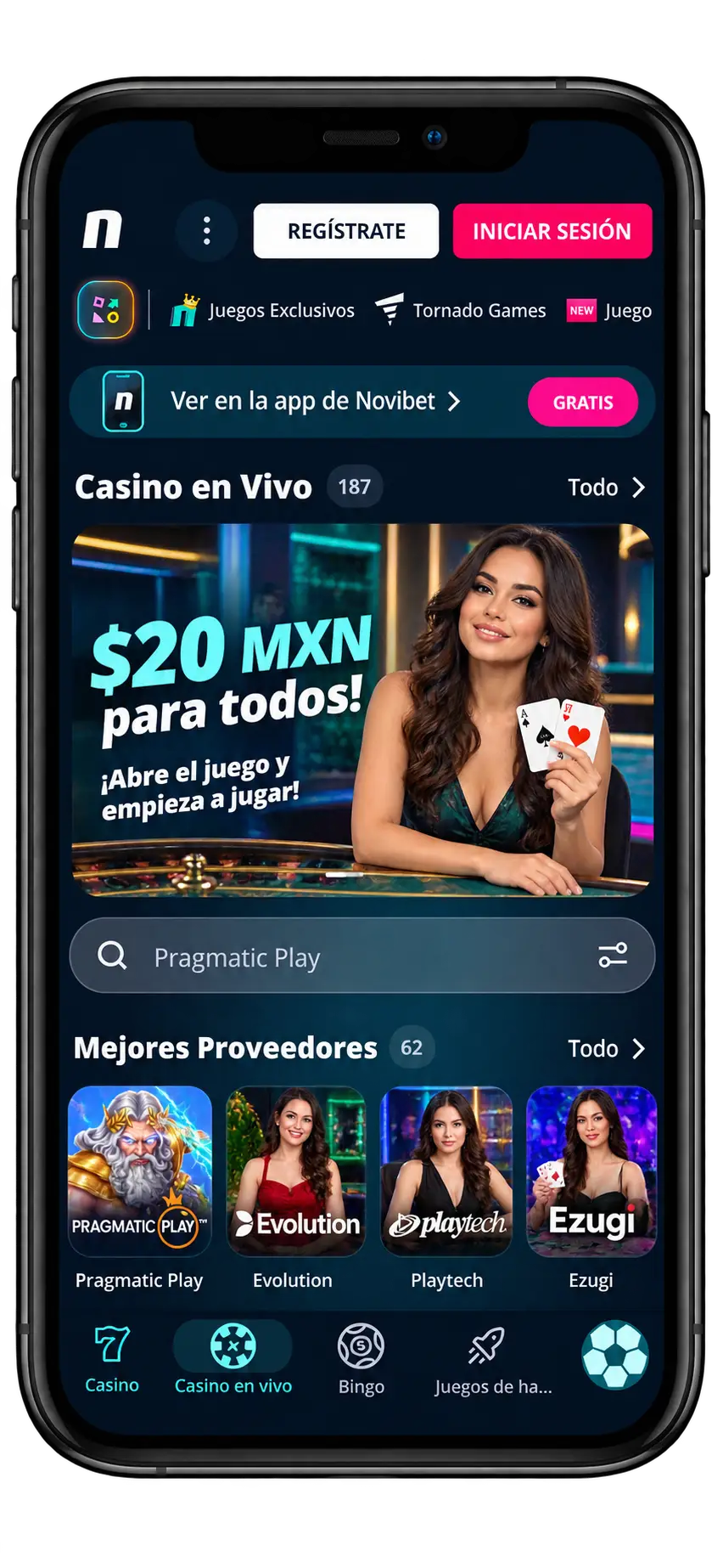 Novibet Casino en el móvil: casino en vivo y mejores proveedores