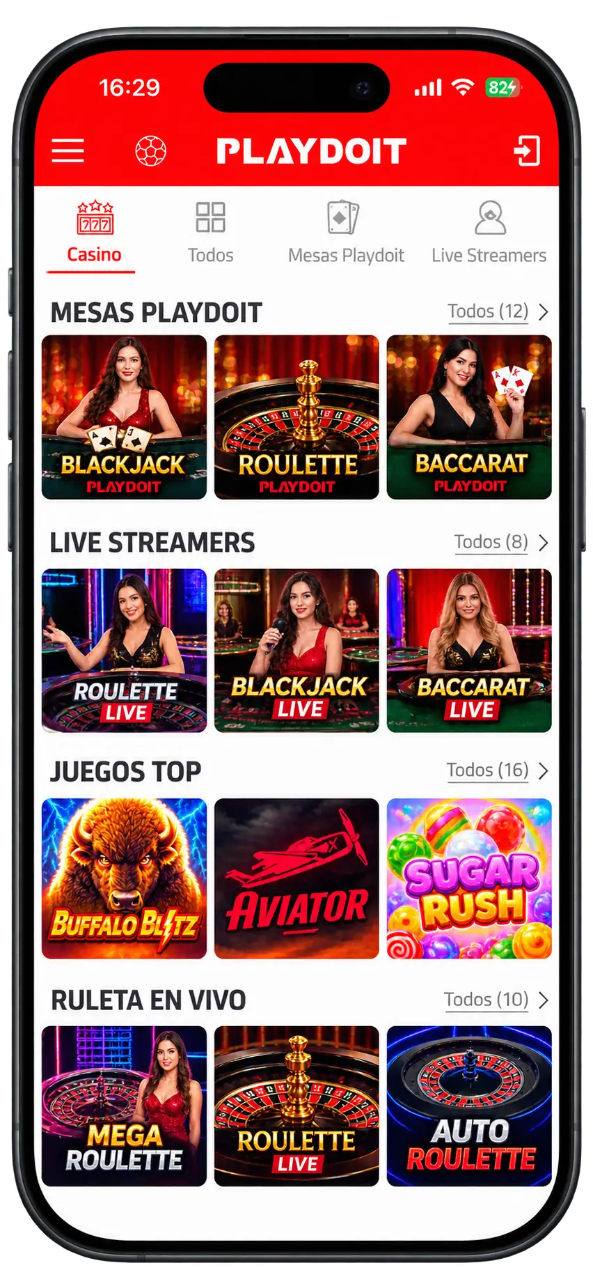 Playdoit Casino en el móvil: mesas Playdoit, live streamers y ruleta en vivo