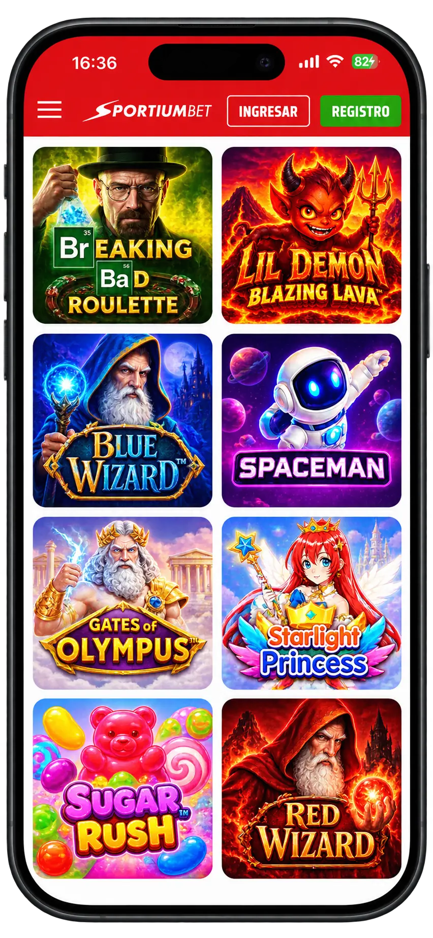 SportiumBet Casino en el móvil: tragamonedas