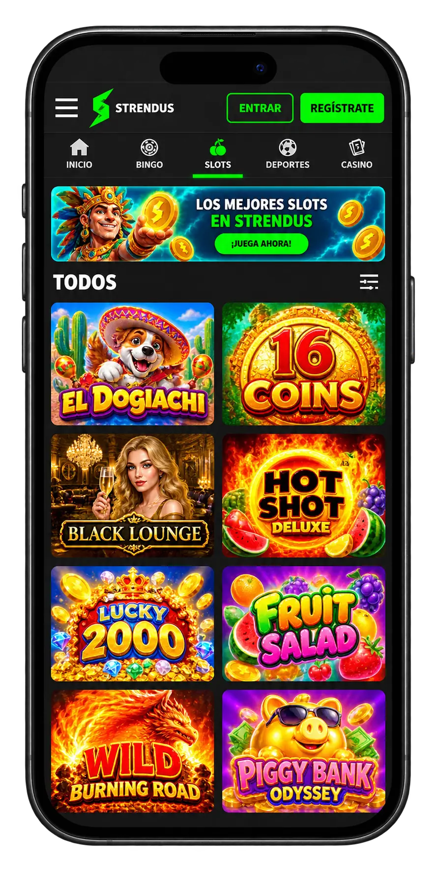 Strendus Casino en el móvil: catálogo de tragamonedas