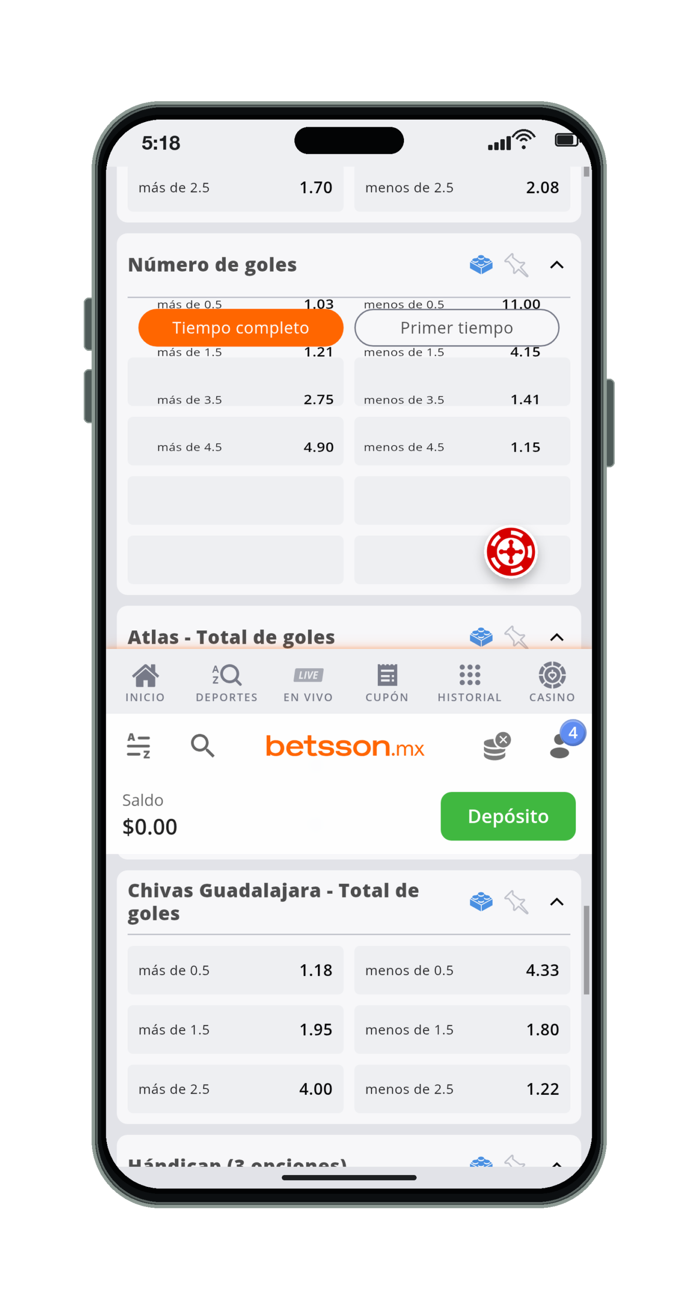 Betsson en el móvil: mercados de un partido, parte 2 de 6
