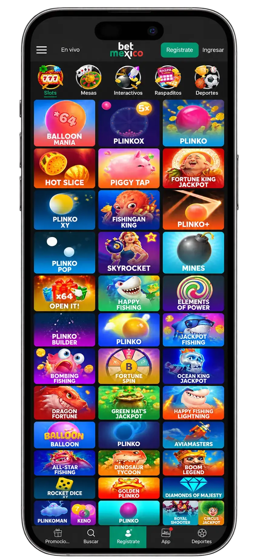 BetMexico Casino en el móvil: juegos interactivos como Plinko y Mines