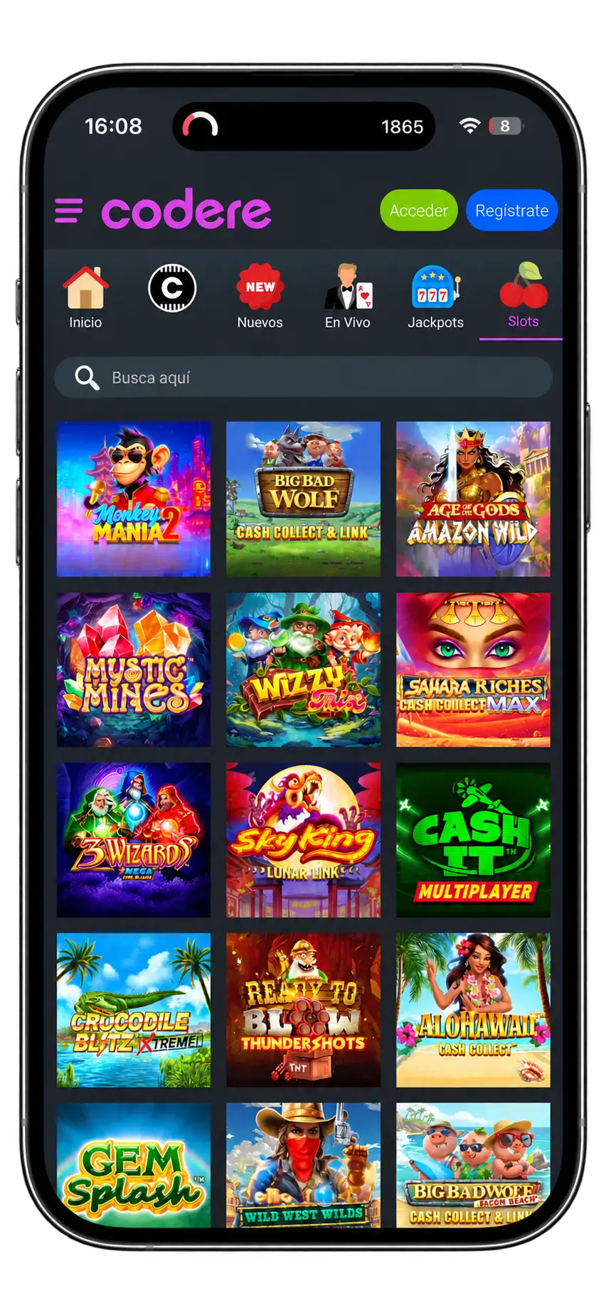 Codere Casino en el móvil: catálogo de tragamonedas