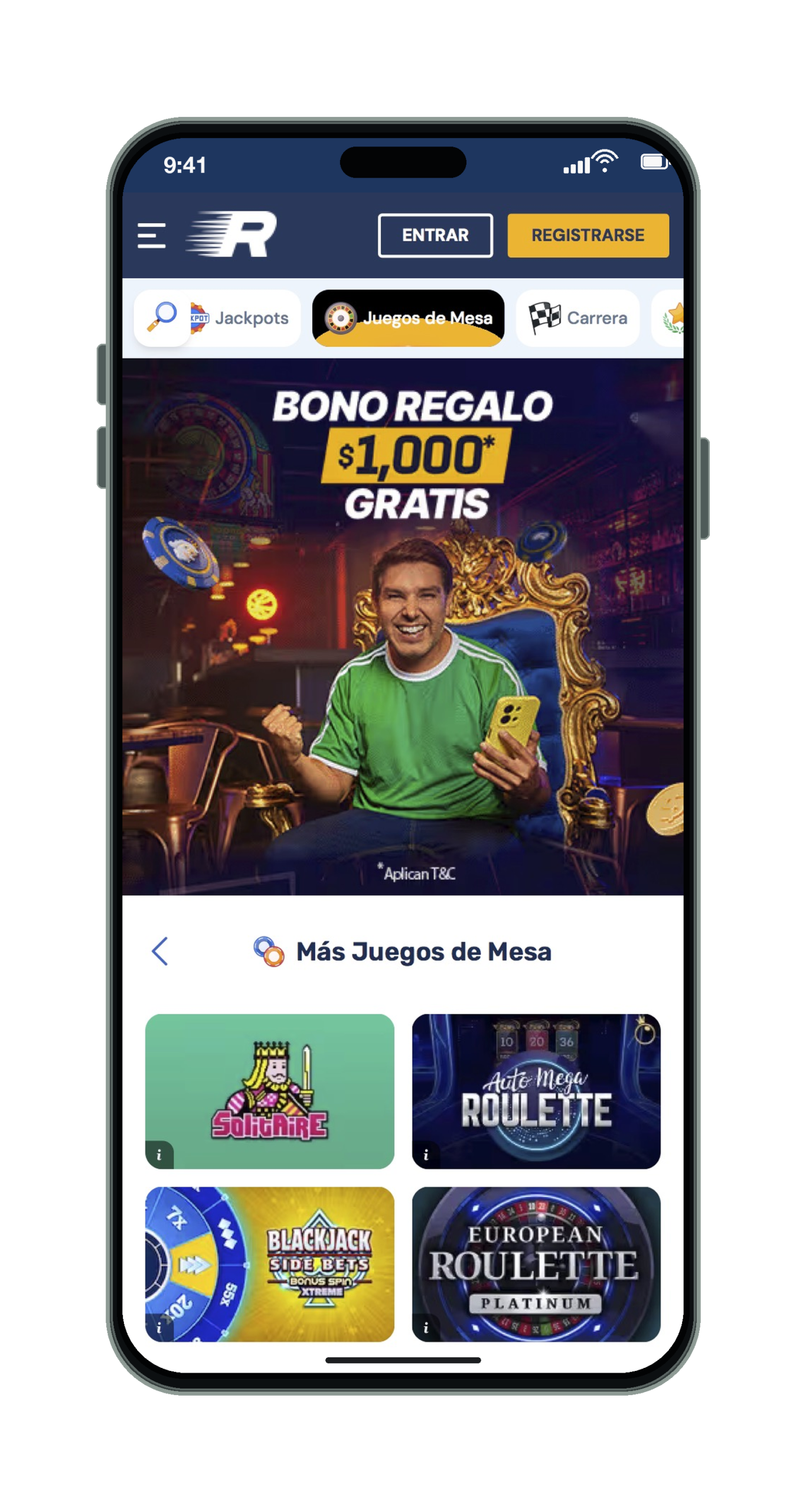 Rushbet en el móvil: sección de juegos de mesa
