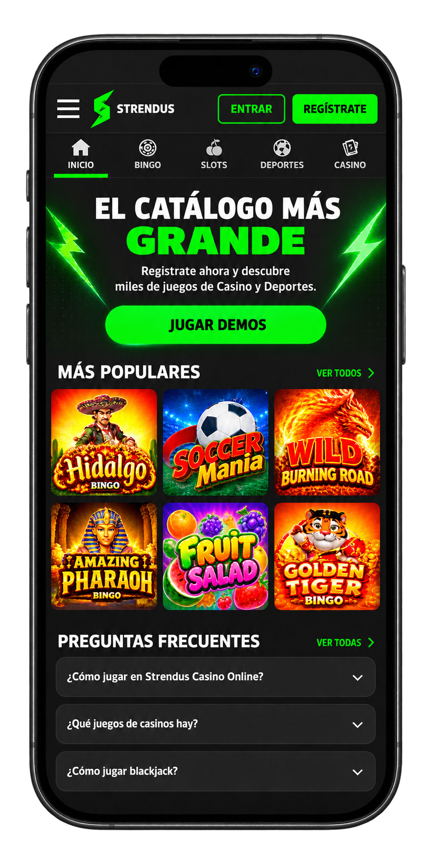 Strendus Casino en el móvil: inicio con los juegos más populares
