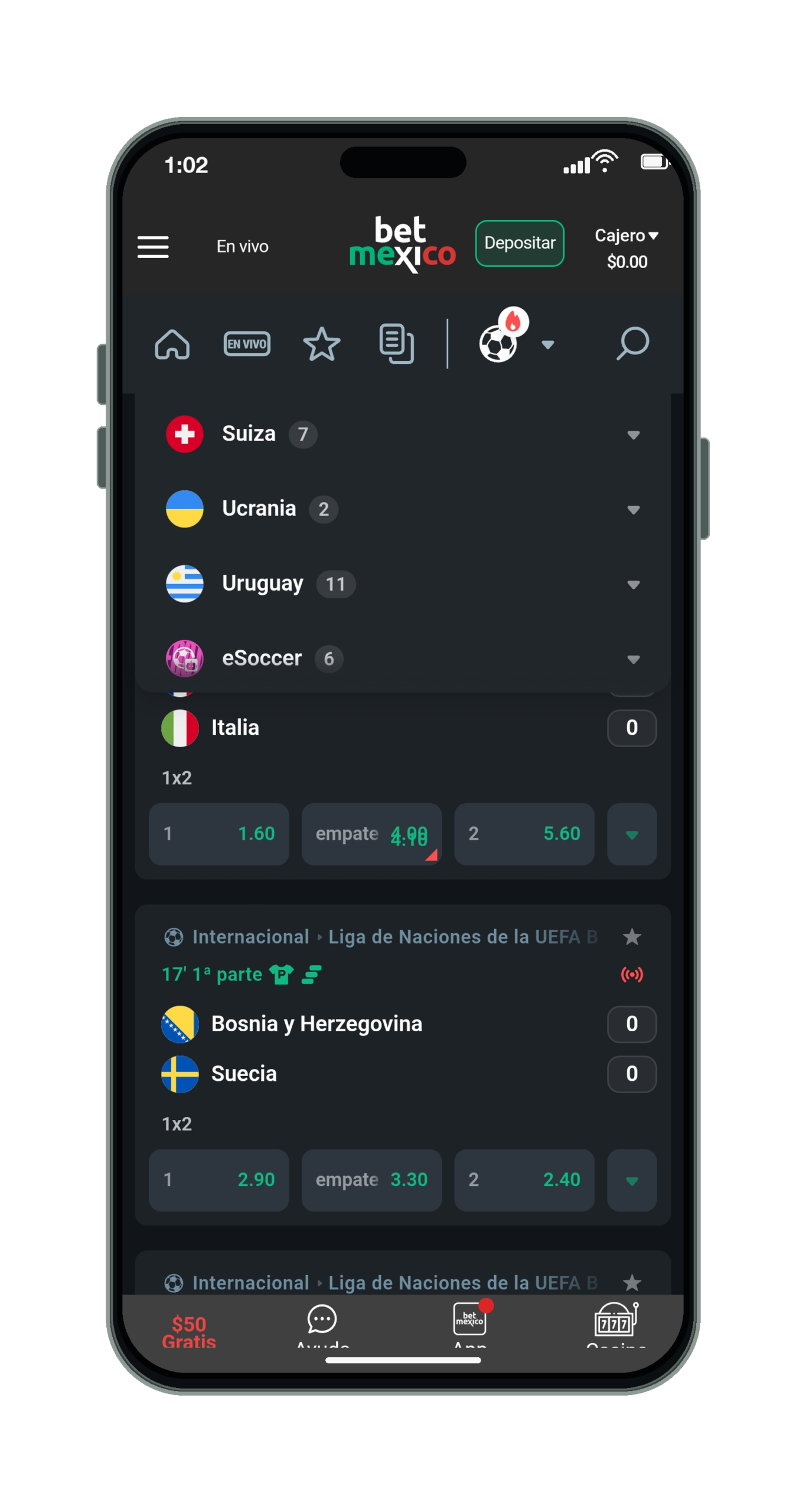 BetMexico en el móvil: apuestas en vivo con momios