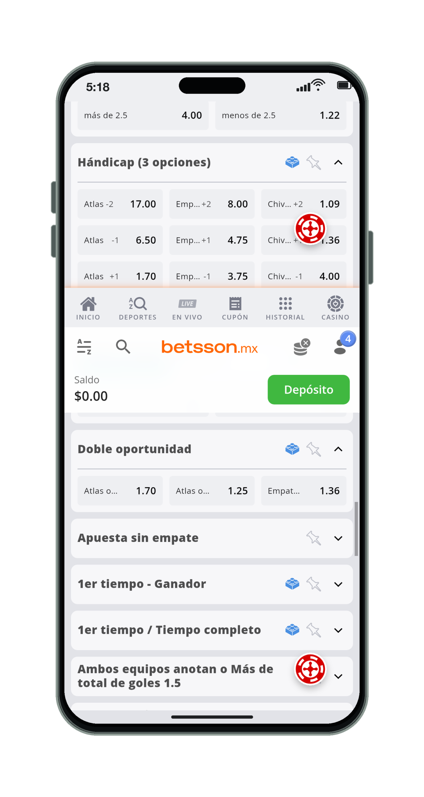 Betsson en el móvil: mercados de un partido, parte 3 de 6