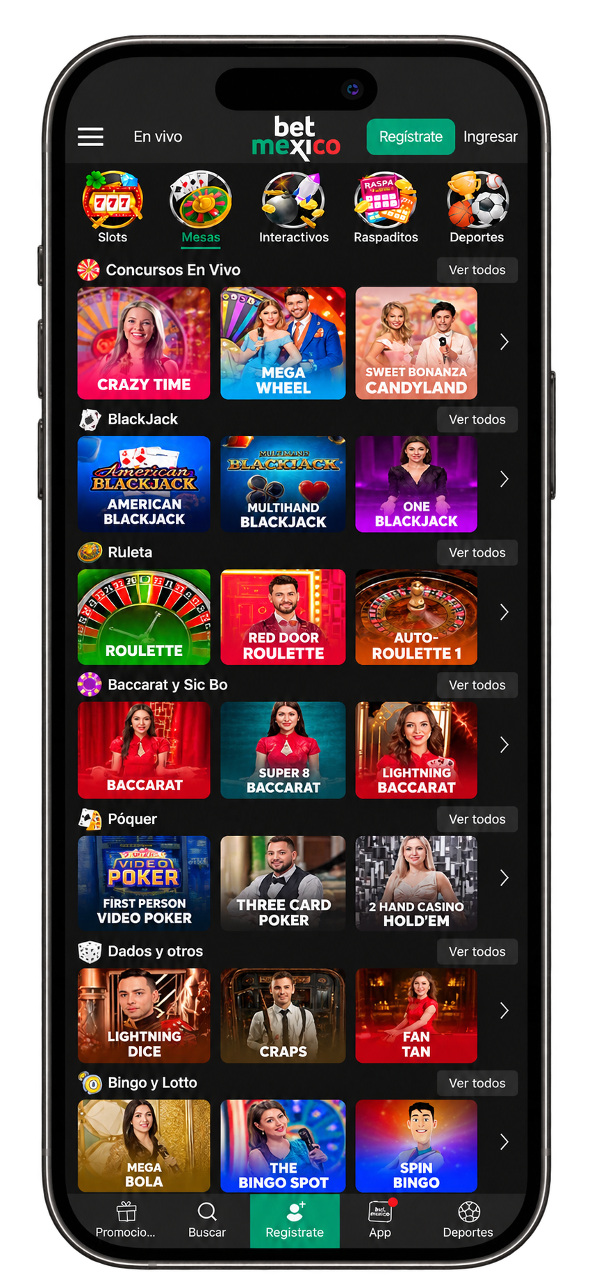 BetMexico Casino en el móvil: mesas en vivo de blackjack, ruleta, baccarat y póquer
