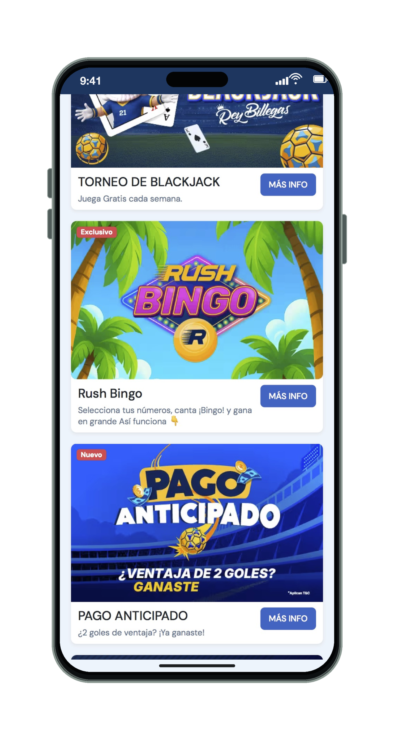 Rushbet en el móvil: torneo de blackjack, Rush Bingo y Pago Anticipado