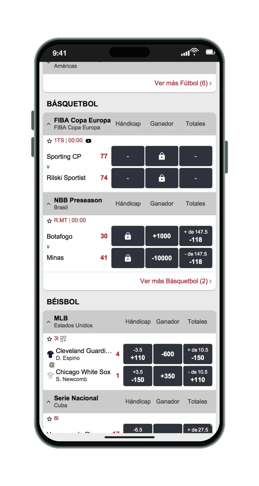 SportiumBet en el móvil: apuestas en vivo, parte 2