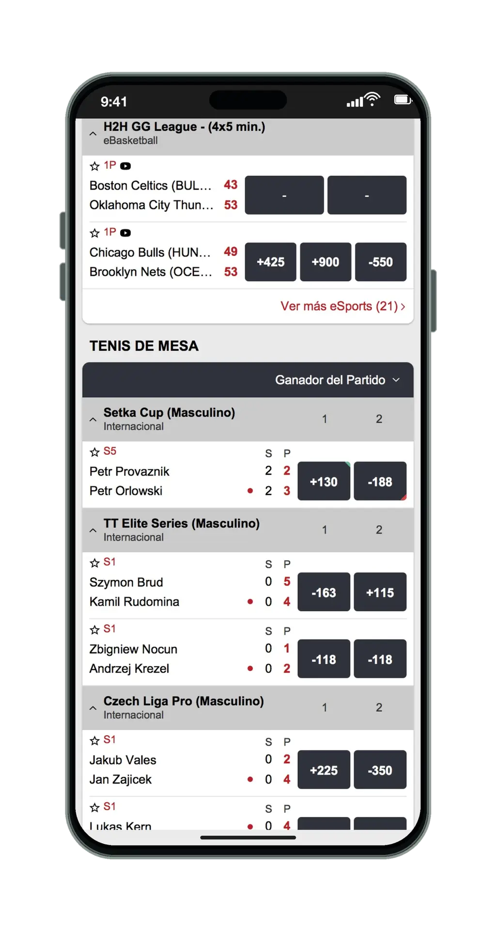 SportiumBet en el móvil: apuestas en vivo, parte 5