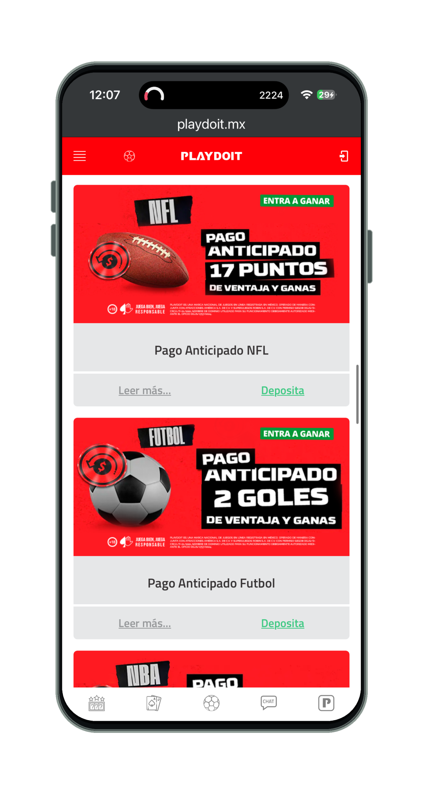Playdoit en el móvil: promoción de pago anticipado