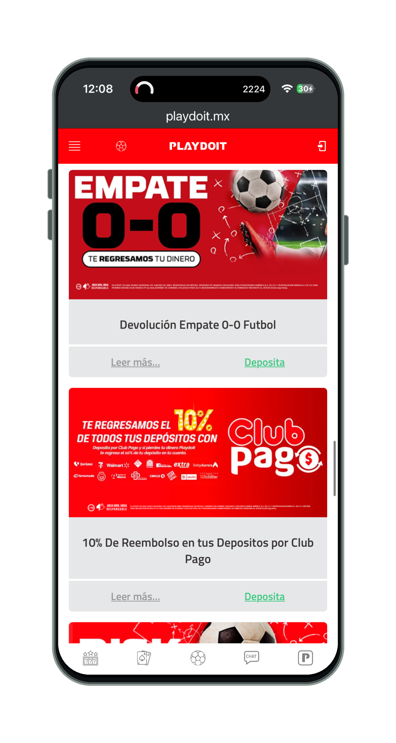 Playdoit en el móvil: promociones de deportes