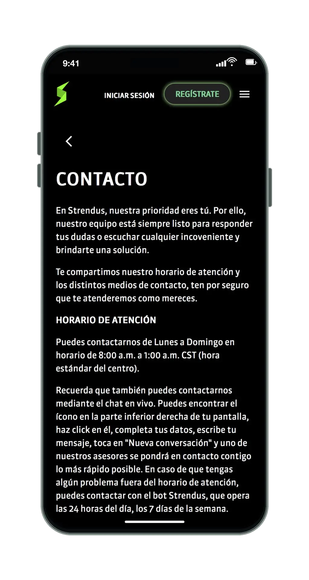 Strendus en el móvil: página de contacto, parte 1