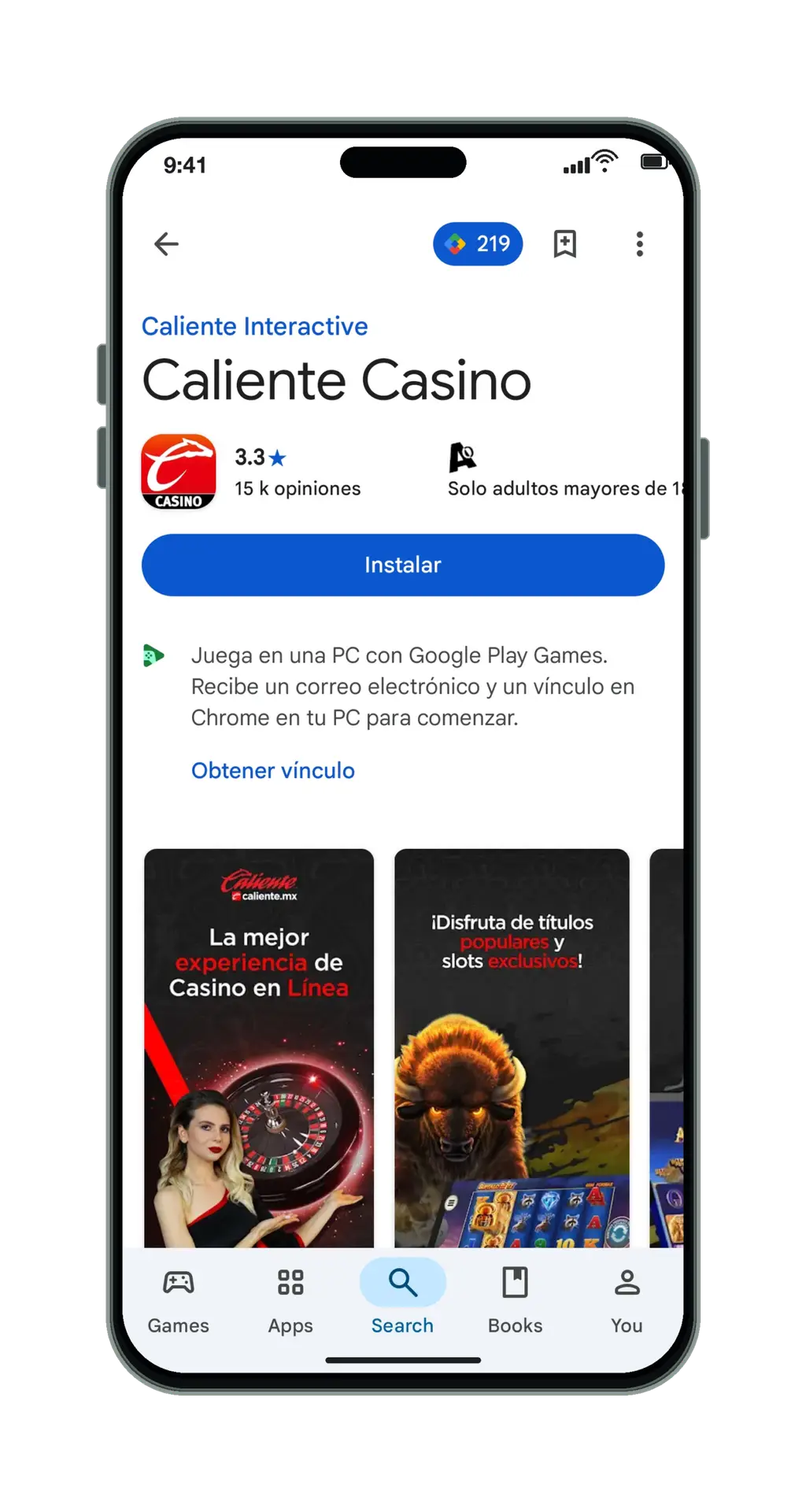 Caliente en el móvil: app en Google Play