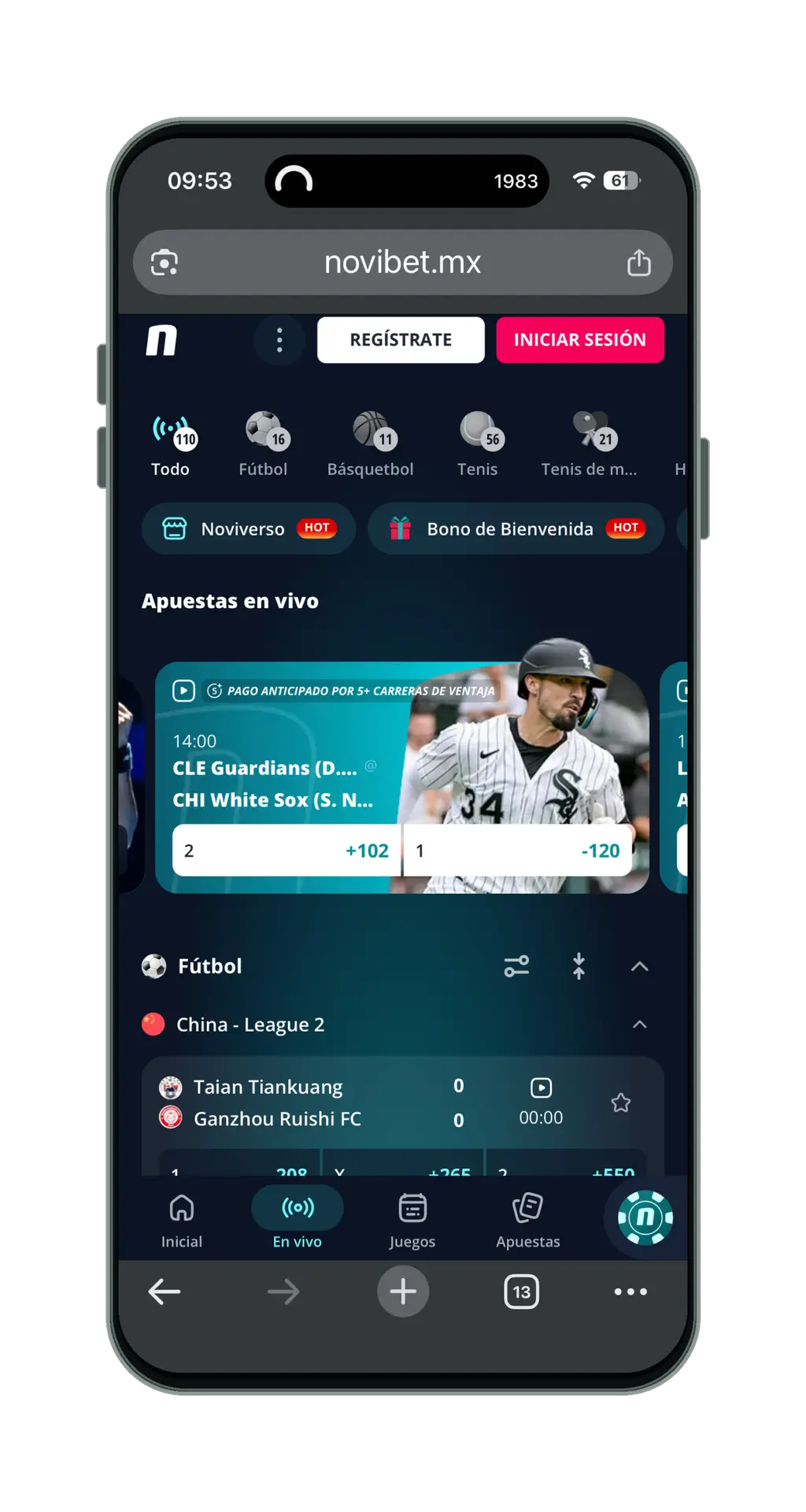 Novibet en el móvil: apuestas en vivo