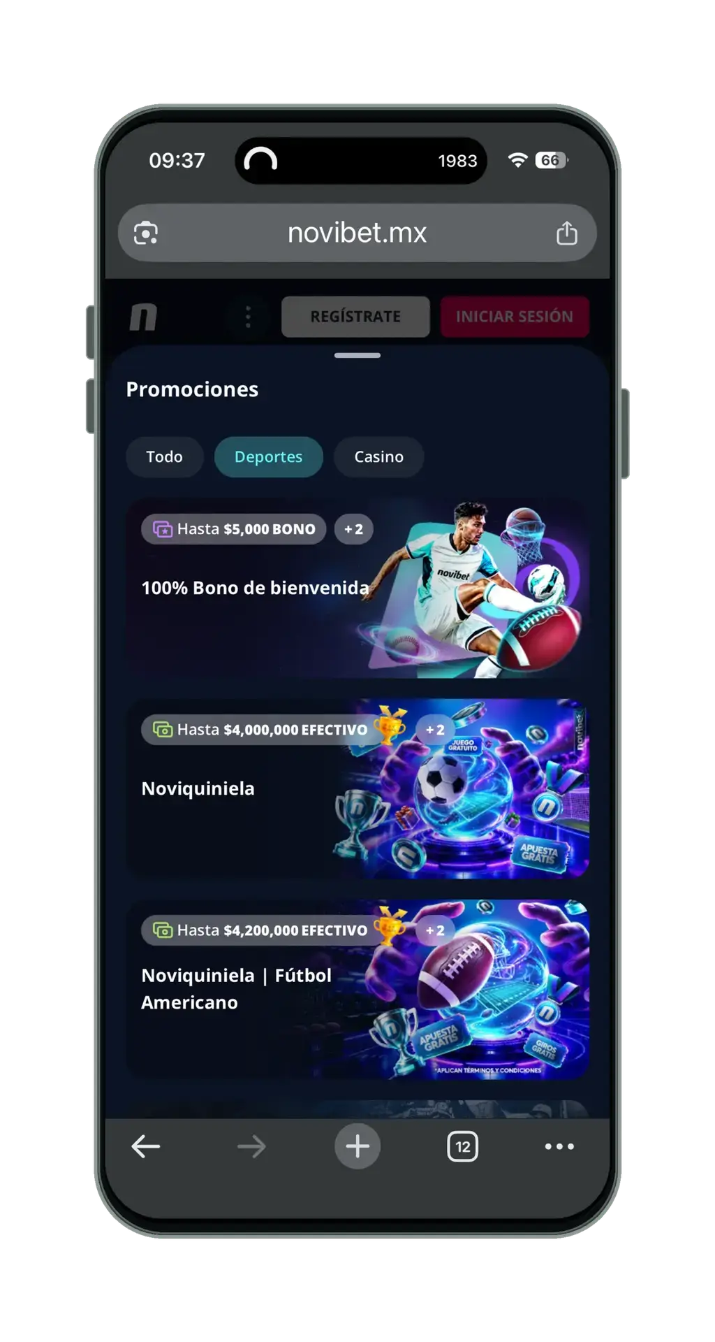 Novibet en el móvil: promociones de deportes