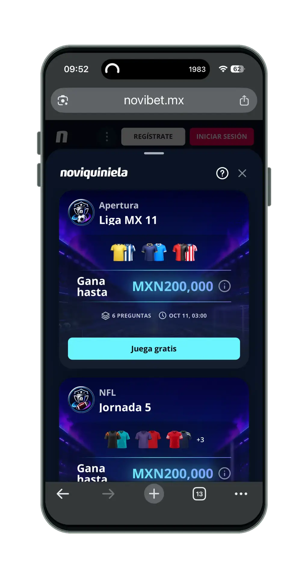 Novibet en el móvil: Noviquiniela, quiniela gratuita