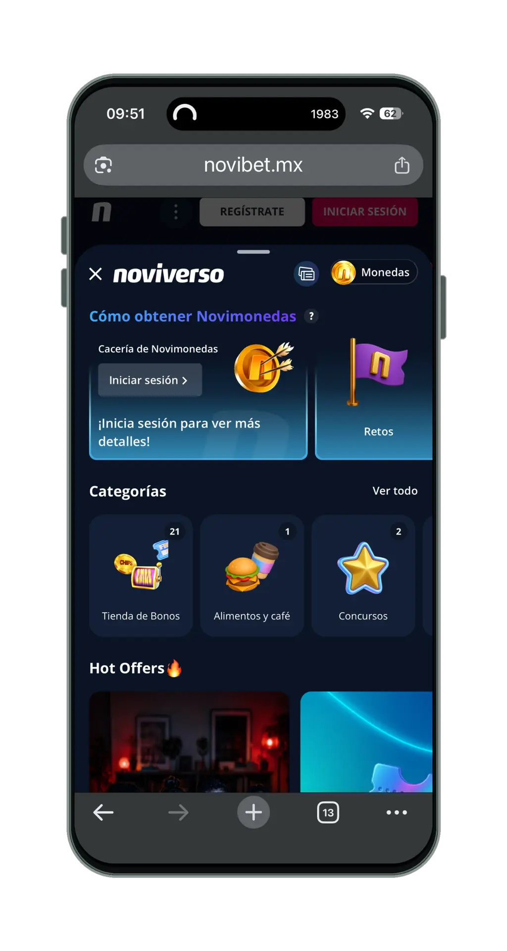 Novibet en el móvil: Noviverso, programa de recompensas